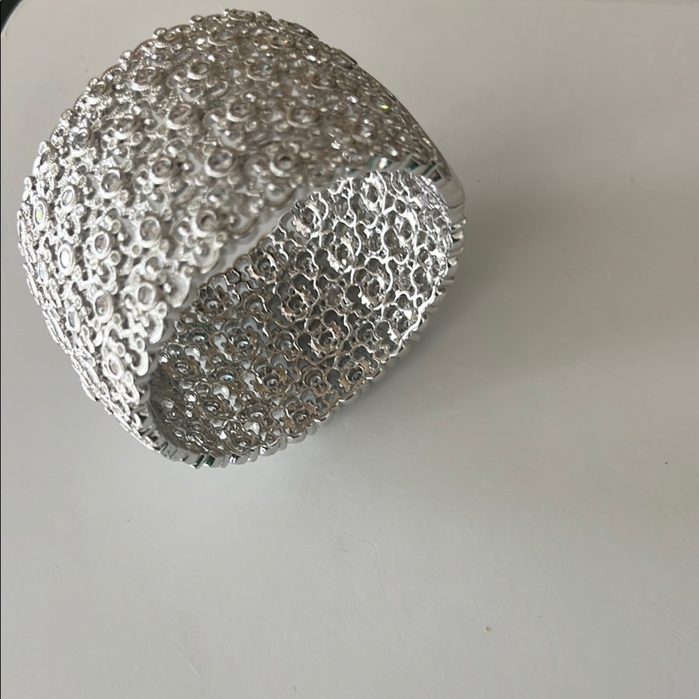 Elegant Silver Lace Cuff Bracelet